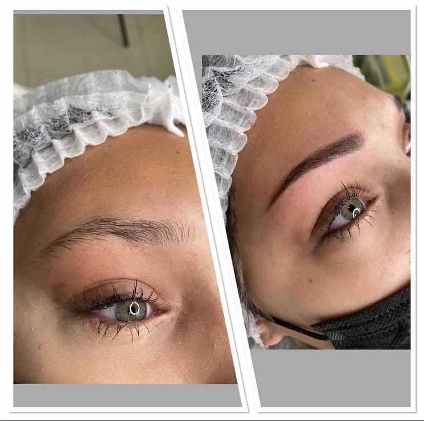 Avant et après une dermopigmentation des sourcils All by Caro